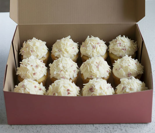 Mini White Bavarian Raspberry Cupcake