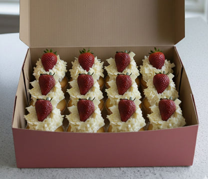 Mini White Bavarian Strawberry Cupcake
