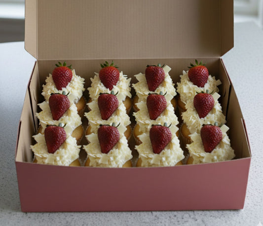 Mini White Bavarian Strawberry Cupcake