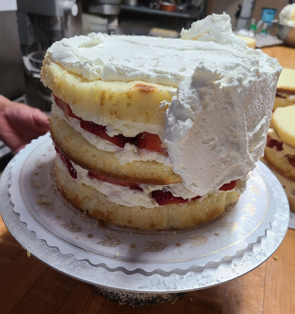 White Strawberry Bavarian Cake with Fruit Inside